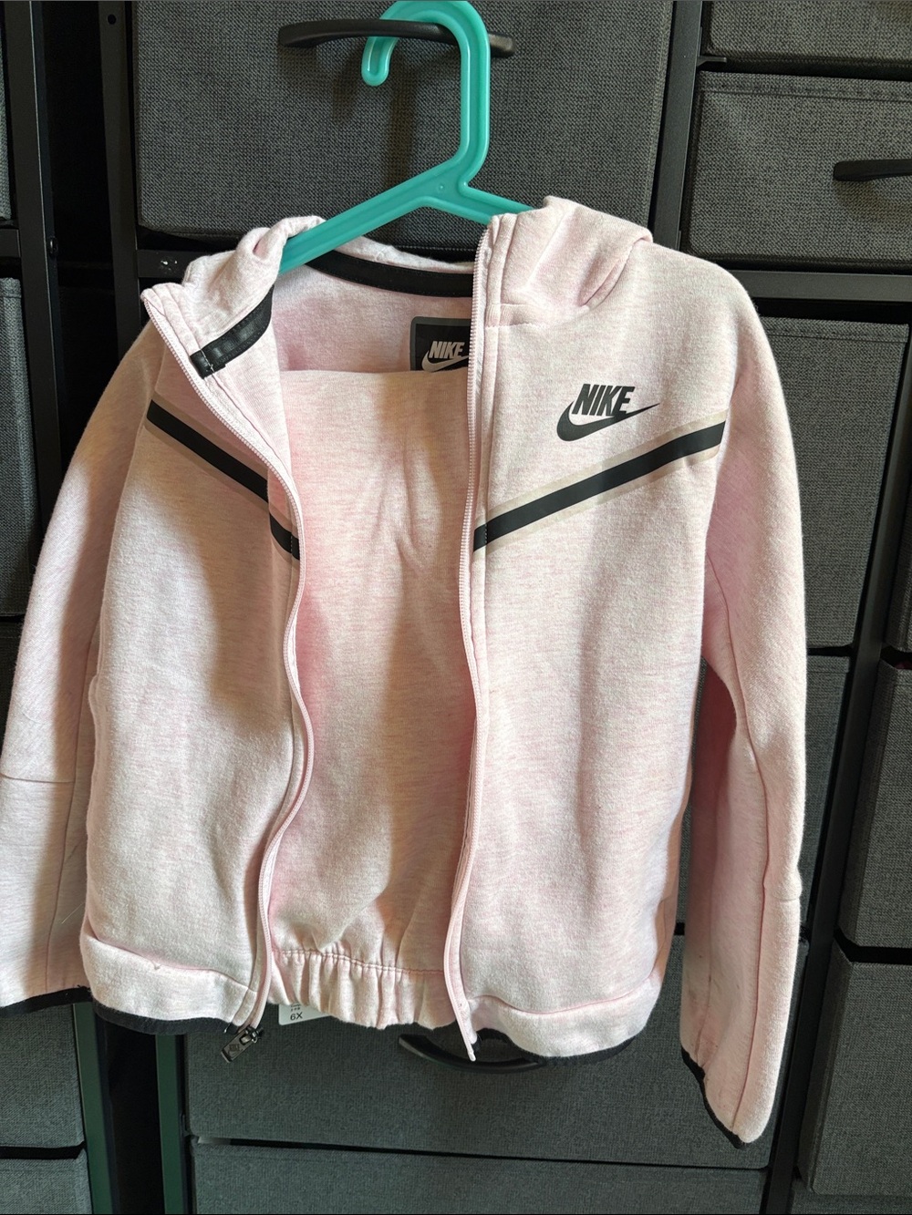 Nike Light Pink Girls' Zip-Up Hoodie with Black Accents